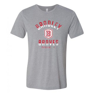 Bradley University Braves Division Arch Canvas Triblend Short Sleeve T Shirt - Athletic Grey