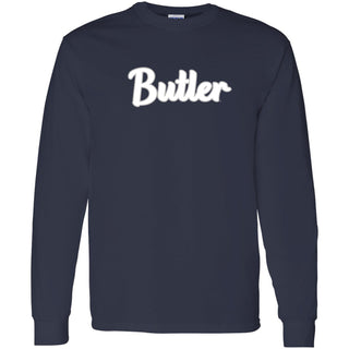 Butler University Bulldogs Basic Script Cotton Long Sleeve T Shirt - Navy