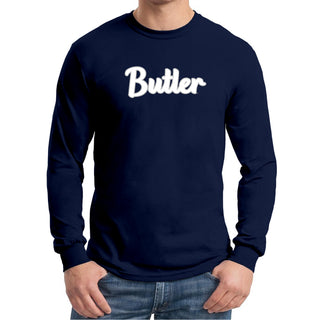 Butler University Bulldogs Basic Script Cotton Long Sleeve T Shirt - Navy