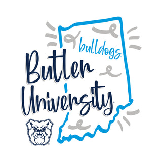 Butler University Bulldogs Playful Sketch Basic Cotton Short Sleeve T Shirt - White