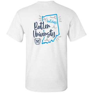 Butler University Bulldogs Playful Sketch Basic Cotton Short Sleeve T Shirt - White