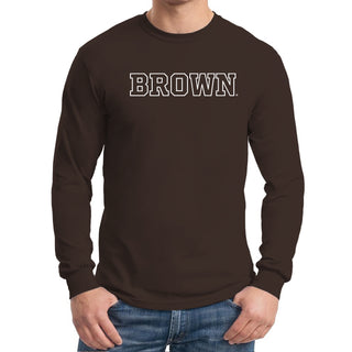 Brown University Bears Basic Block Long Sleeve T Shirt - Dark Chocolate