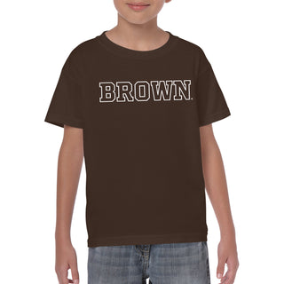 Brown University Bears Basic Block Youth Short Sleeve T Shirt - Dark Chocolate