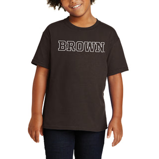 Brown University Bears Basic Block Youth Short Sleeve T Shirt - Dark Chocolate