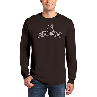 Brown University Bears Arch Logo Long Sleeve T Shirt - Dark Chocolate