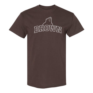 Brown University Bears Arch Logo Short Sleeve T Shirt - Dark Chocolate