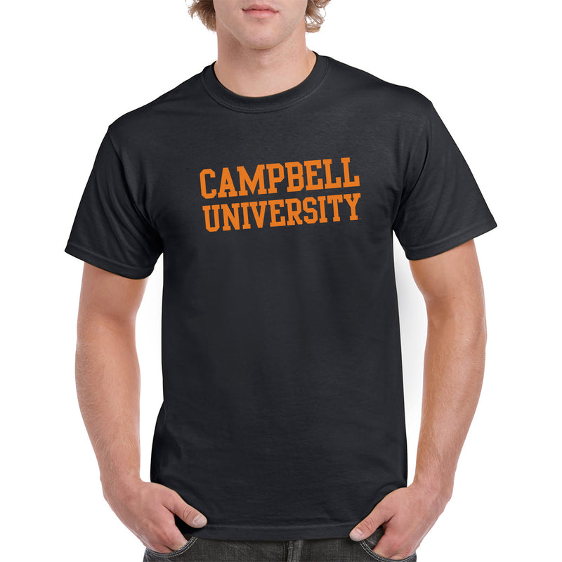 Campbell University Fighting Camels Basic Block Cotton Short Sleeve T-Shirt - Black