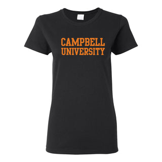 Campbell University Fighting Camels Basic Block Cotton Women's Short Sleeve T-Shirt - Black