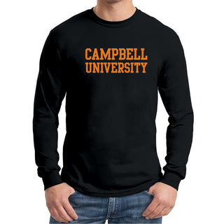 Campbell University Fighting Camels Basic Block Cotton Long Sleeve T-Shirt - Black