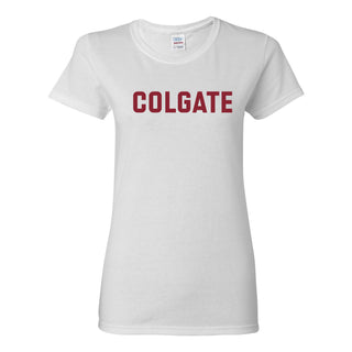 Colgate University Raiders Basic Block Women's Short Sleeve T Shirt - White