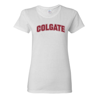 Colgate University Raiders Arch Logo Women's  Short Sleeve T Shirt - White