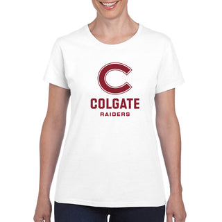 Colgate University Raiders Primary Logo Womens Short Sleeve T Shirt - White