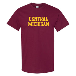 Central Michigan University Chippewas Basic Block Short Sleeve T Shirt - Maroon