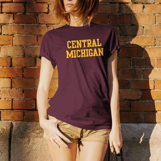 Central Michigan University Chippewas Basic Block Short Sleeve T Shirt - Maroon