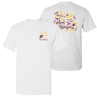 Central Michigan University Chippewas Playful Sketch Short Sleeve T Shirt - White