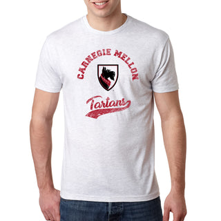 Carnegie Mellon Tartans Retro Script Triblend T Shirt - Heather White