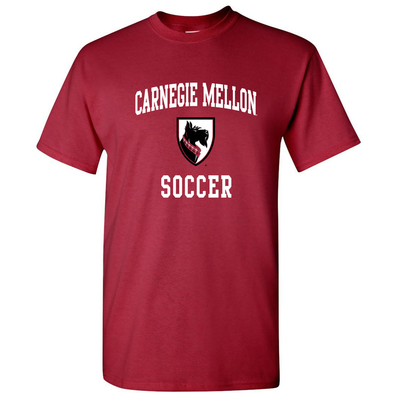 Carnegie Mellon University Tartans Arch Logo Soccer Short Sleeve T Shirt - Cardinal