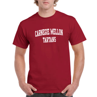 Carnegie Mellon University Tartans Front Back Print Short Sleeve T Shirt - Cardinal