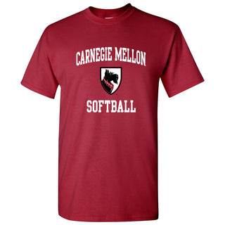 Carnegie Mellon University Tartans Arch Logo Softball Short Sleeve T Shirt - Cardinal