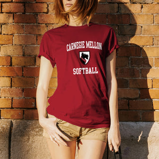 Carnegie Mellon University Tartans Arch Logo Softball Short Sleeve T Shirt - Cardinal