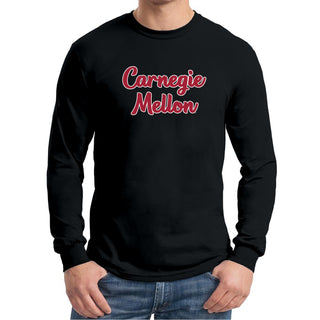 Carnegie Mellon Tartans Basic Script Cotton Long Sleeve T Shirt - Black