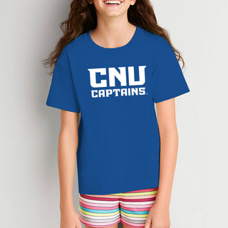 Christopher Newport University Captains Basic Block Youth Short Sleeve T-Shirt - Royal