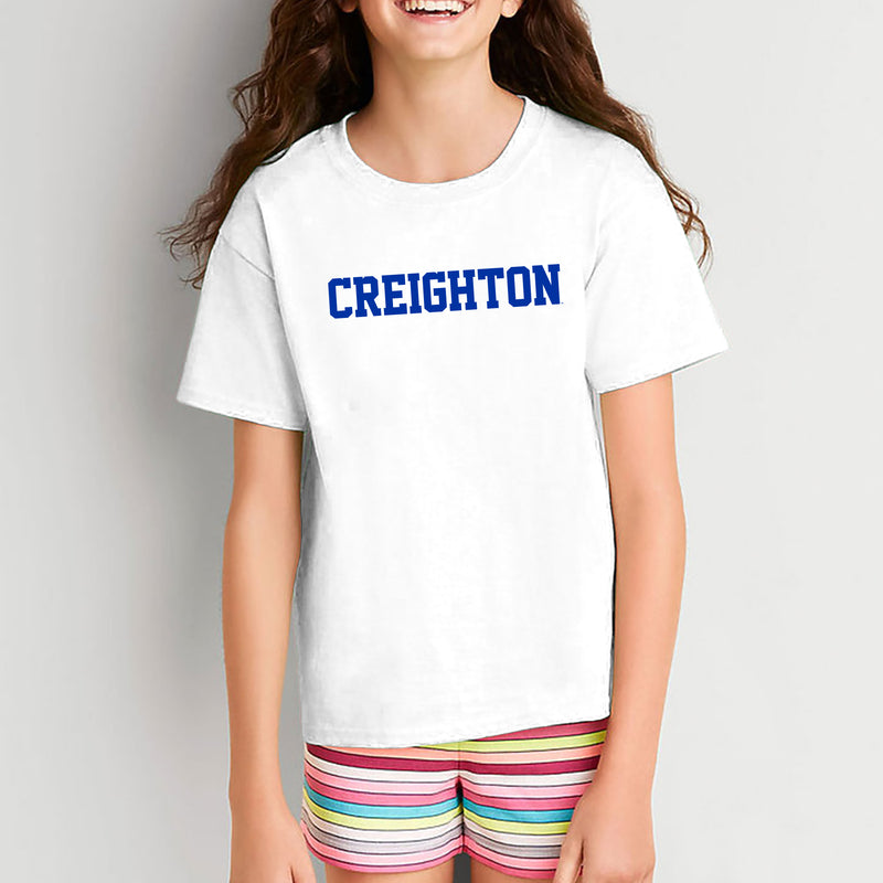 Creighton University Bluejays Basic Block Youth Short Sleeve T Shirt - White