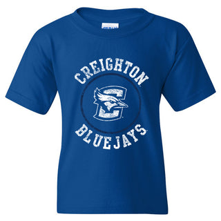 Creighton University Bluejays Distressed Circle Logo Youth Short Sleeve T Shirt - Royal