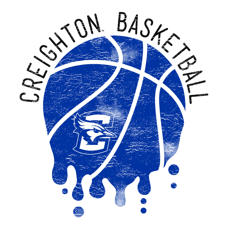 Creighton University Bluejays Basketball Dribble Basic Cotton Short Sleeve T Shirt - White