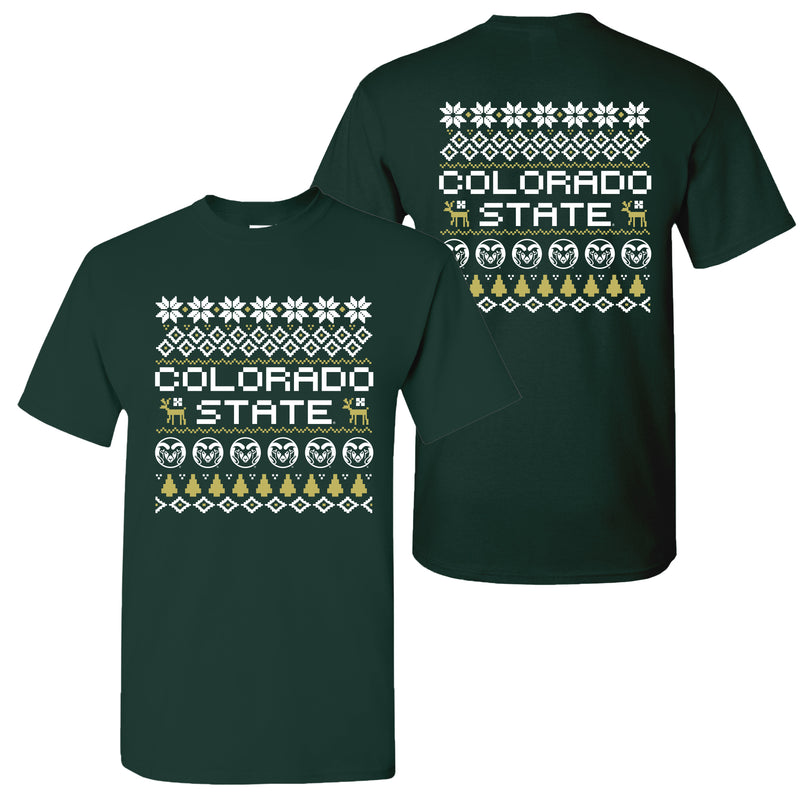 Colorado State Holiday Sweater T-Shirt - Forest