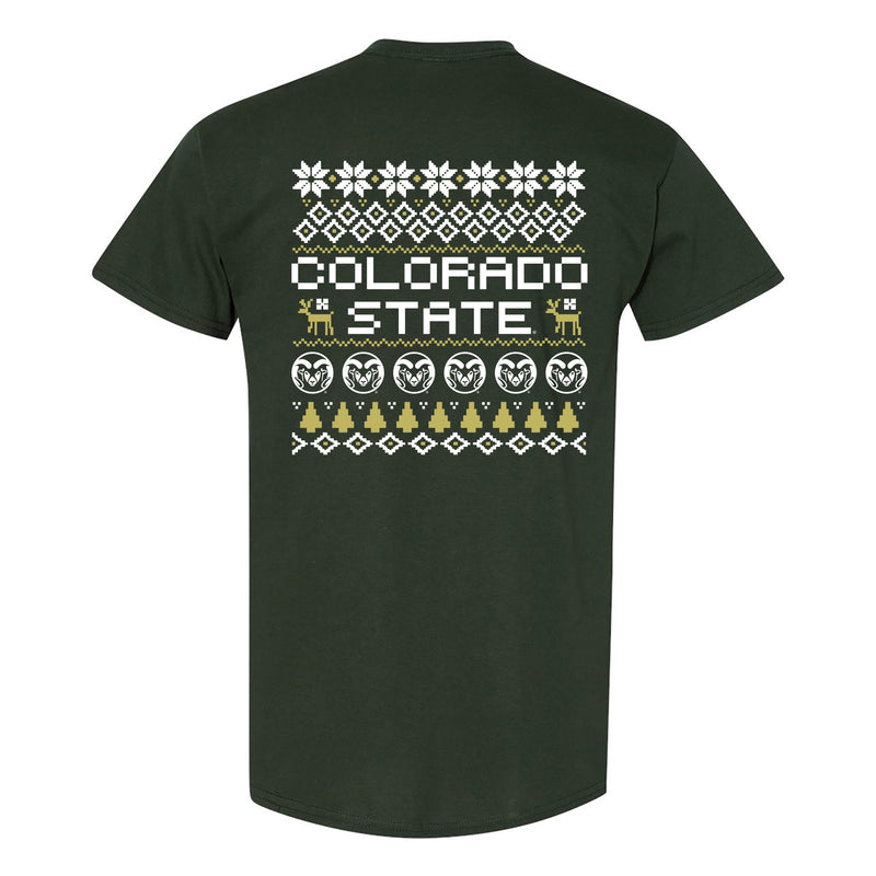 Colorado State Holiday Sweater T-Shirt - Forest