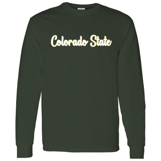 Colorado State University Rams Basic Script Cotton Long Sleeve T Shirt - Forest