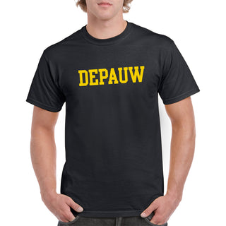 DePauw University Tigers Basic Block Short Sleeve T Shirt - Black