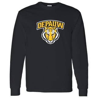 DePauw University Tigers Arch Logo Long Sleeve T-Shirt - Black