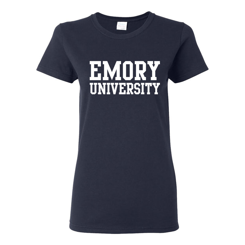 Emory University Eagles Basic Block Womens Short Sleeve T Shirt - Navy