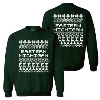 Eastern Michigan Holiday Sweater Crewneck - Forest