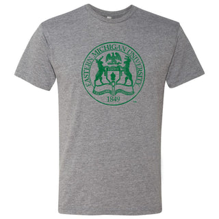 Eastern Michigan University Eagles Distressed Seal Next Level Short Sleeve T Shirt - Premium Heather