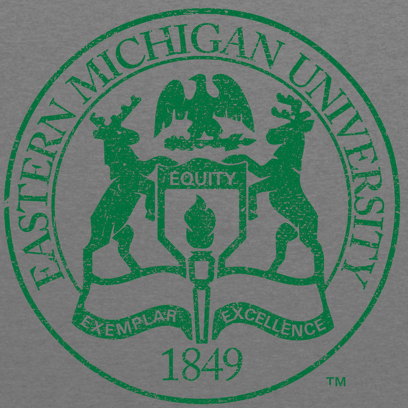 Eastern Michigan University Eagles Distressed Seal Next Level Short Sleeve T Shirt - Premium Heather