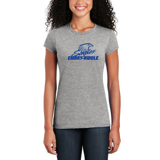 Embry-Riddle Aeronautical University Eagles Daytona Primary Logo Women's T Shirt - Sport Grey