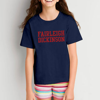 Fairleigh Dickinson University Knights/Devils Basic Block Cotton Youth Short Sleeve T-Shirt  - Navy