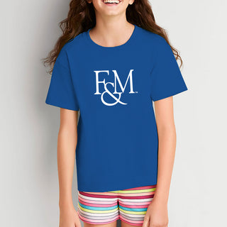 Franklin & Marshall College Diplomats Primary Logo Youth T Shirt - Royal