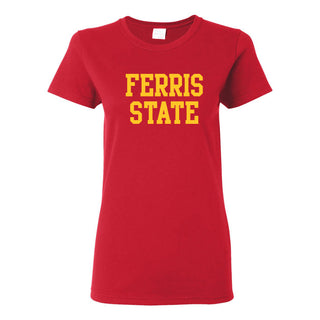 Ferris State University Bulldogs Basic Block Womens T Shirt - Red