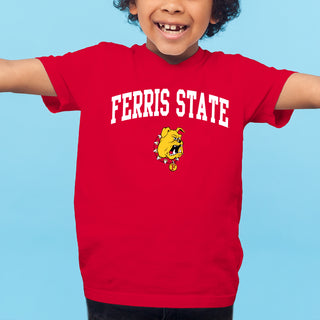 Ferris State University Bulldogs Arch Logo Youth T Shirt - Red