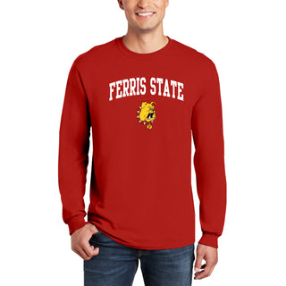 Ferris State University Bulldogs Arch Logo Long Sleeve T Shirt - Red