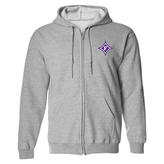 Furman Paladins Primary Logo Left Chest Zip Hoodie - Sport Grey