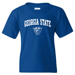 Georgia State University Panthers Arch Logo Youth Short Sleeve T Shirt - Royal