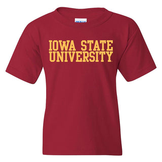 Iowa State University Cyclones Basic Block Cotton Youth Short Sleeve T Shirt - Cardinal