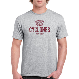 Iowa State University Cyclones Established Arch Logo Short Sleeve T Shirt - Sport Grey