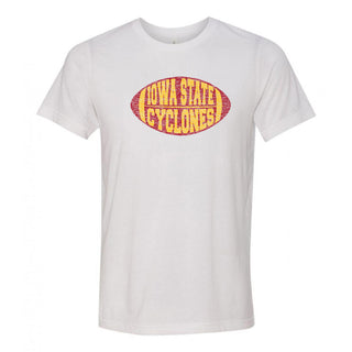 Iowa State University Cyclones Faded Block Football Canvas Triblend T Shirt - Solid White Triblend