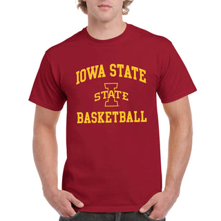 Iowa State University Cyclones Arch Logo Basketball Short Sleeve T Shirt - Cardinal